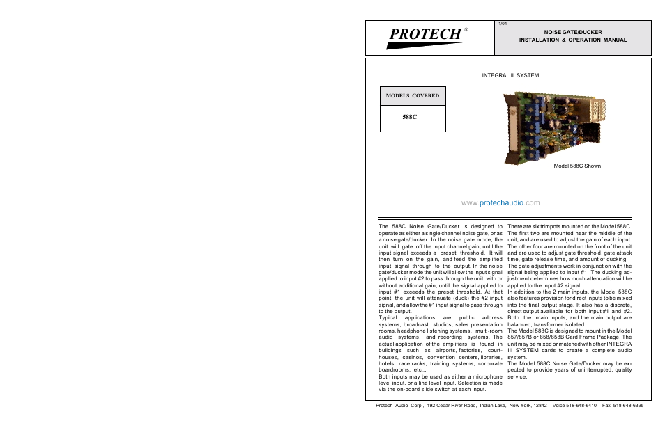 Protech Audio 588C User Manual | 2 pages