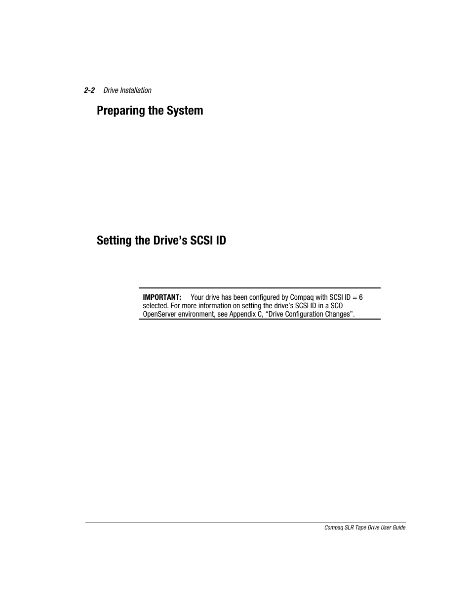Preparing the system, Setting the drive’s scsi id | Compaq 340622-002 User Manual | Page 14 / 79