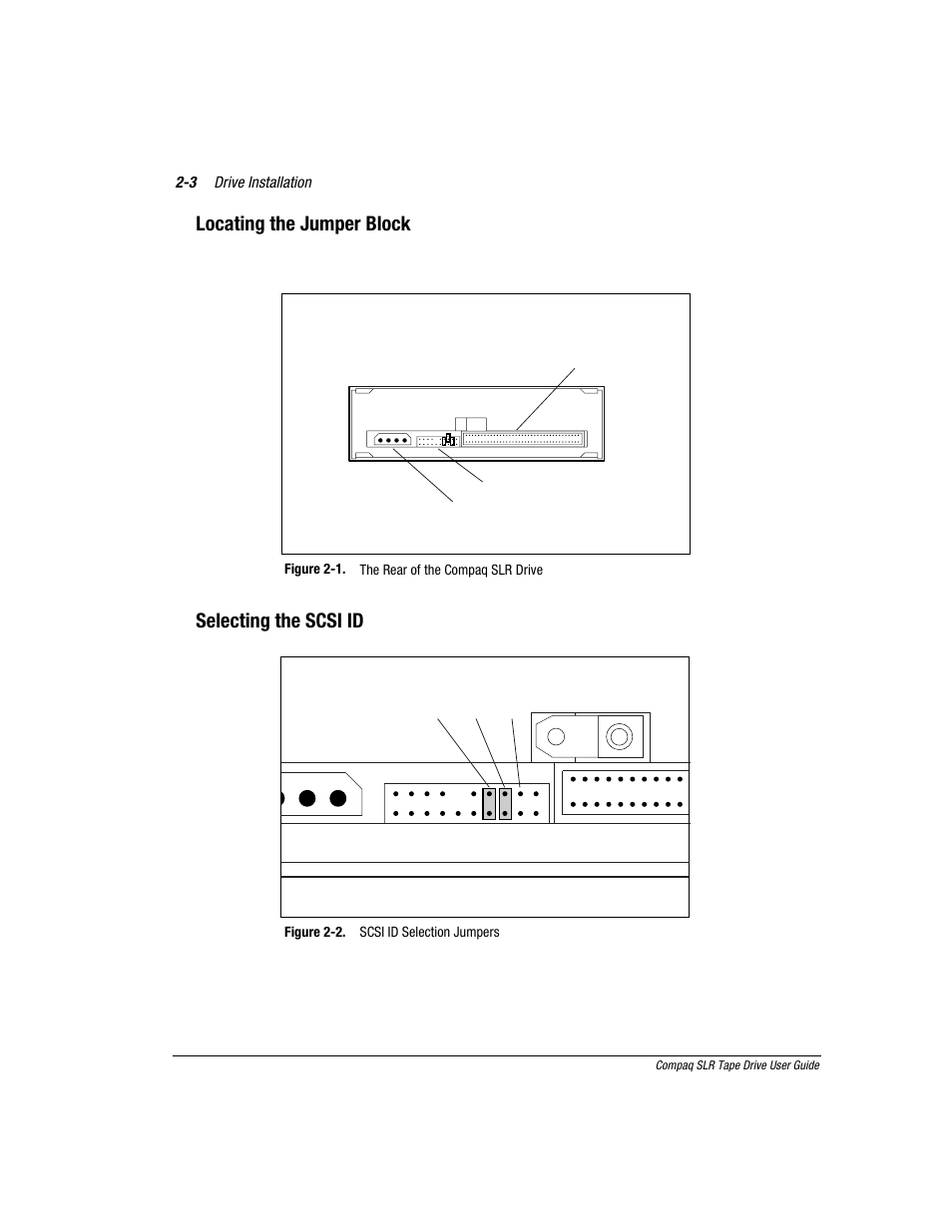 Locating the jumper block, Selecting the scsi id | Compaq 340622-002 User Manual | Page 15 / 79