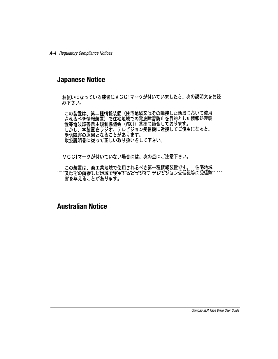 Japanese notice australian notice | Compaq 340622-002 User Manual | Page 69 / 79