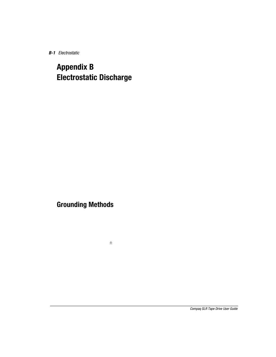 Appendix b: electrostatic discharge, Appendix b, Electrostatic discharge | Appendix b electrostatic discharge, Grounding methods | Compaq 340622-002 User Manual | Page 70 / 79