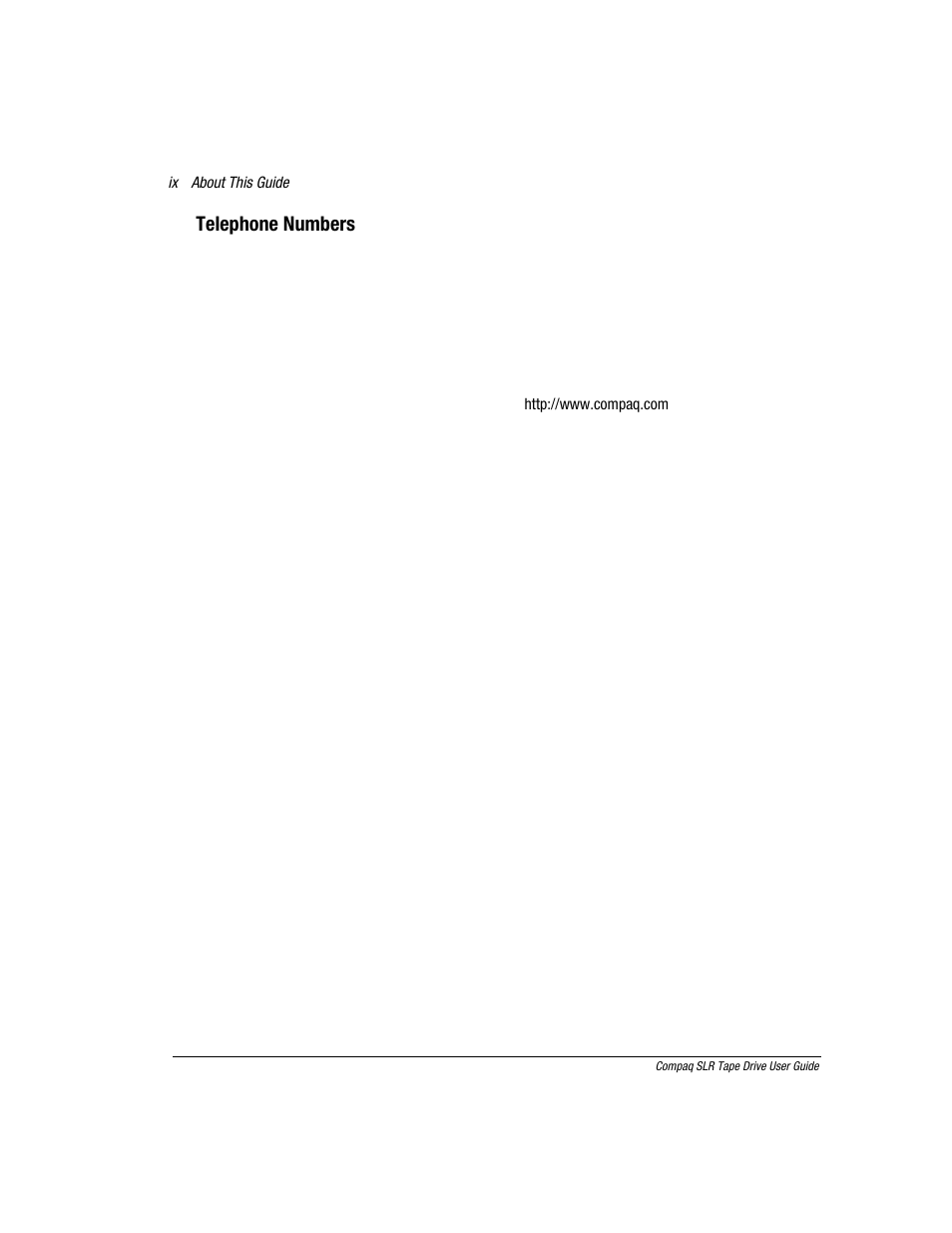 Telephone numbers | Compaq 340622-002 User Manual | Page 9 / 79