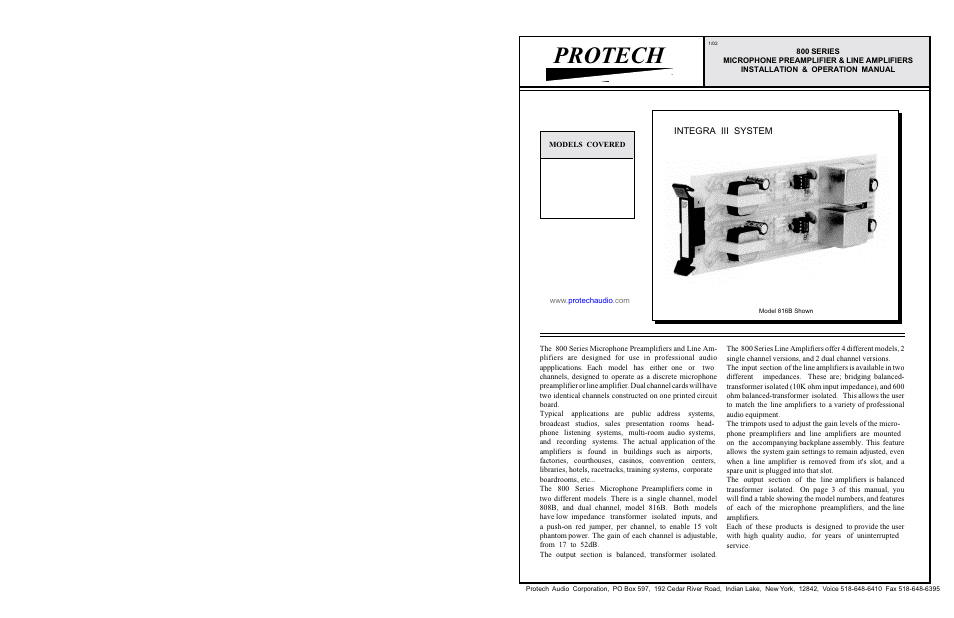 Protech Audio 808B User Manual | 2 pages