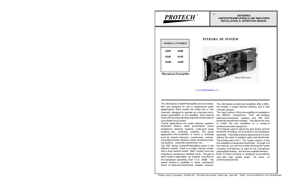 Protech Audio 824B User Manual | 2 pages