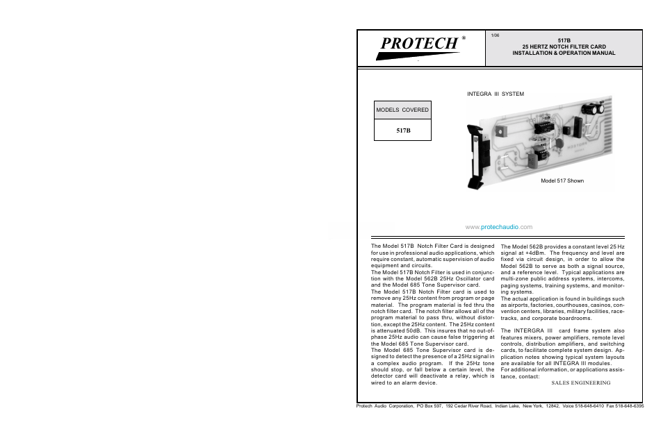 Protech Audio 517B User Manual | 2 pages