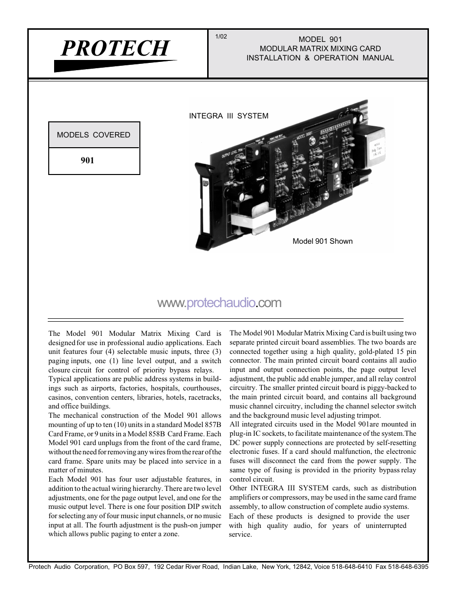 Protech Audio 901 User Manual | 4 pages