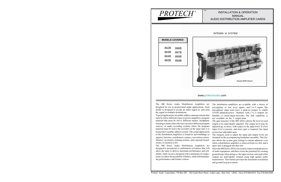 Protech Audio 862B User Manual | 2 pages