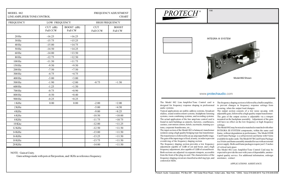 Protech Audio 882 User Manual | 2 pages