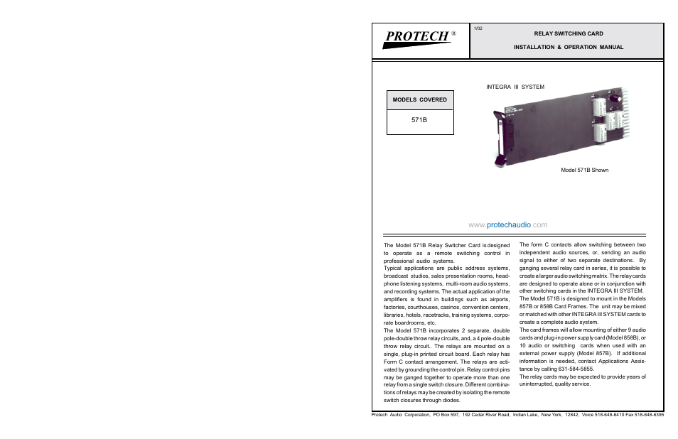 Protech Audio 571B User Manual | 2 pages