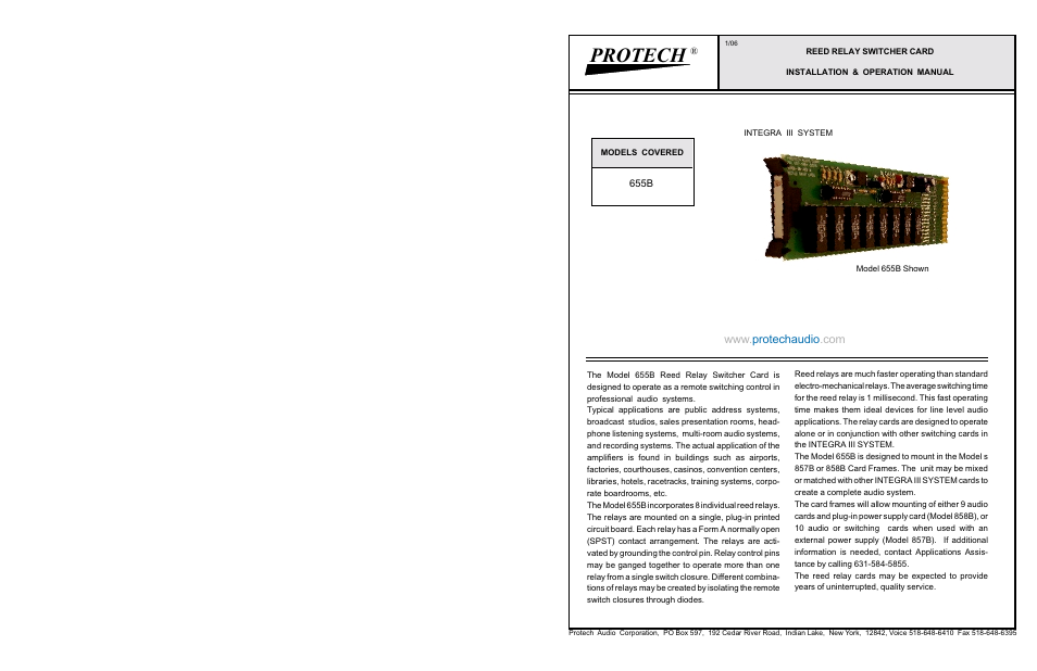 Protech Audio 655B User Manual | 2 pages