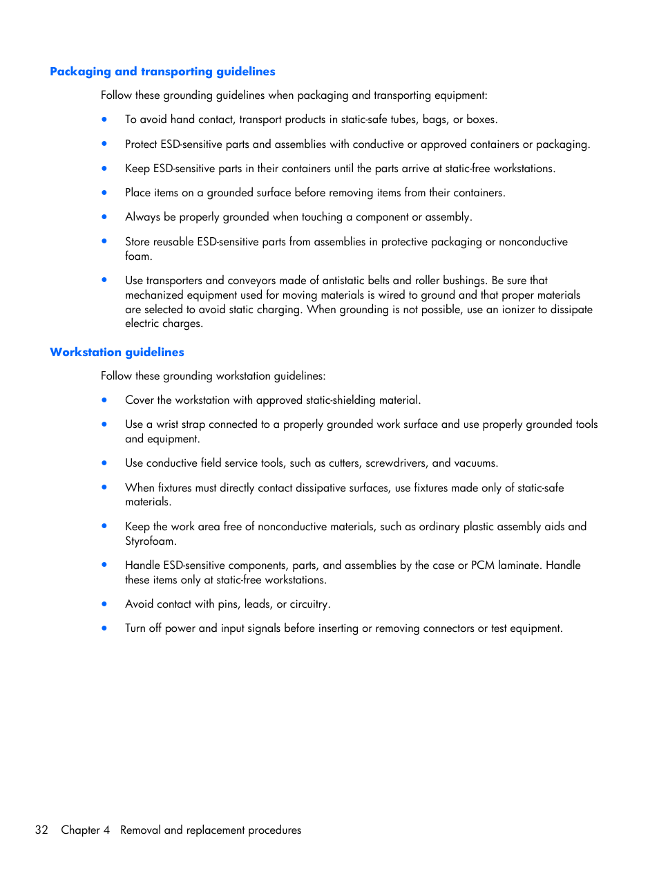 Packaging and transporting guidelines, Workstation guidelines | Compaq 102 User Manual | Page 40 / 119