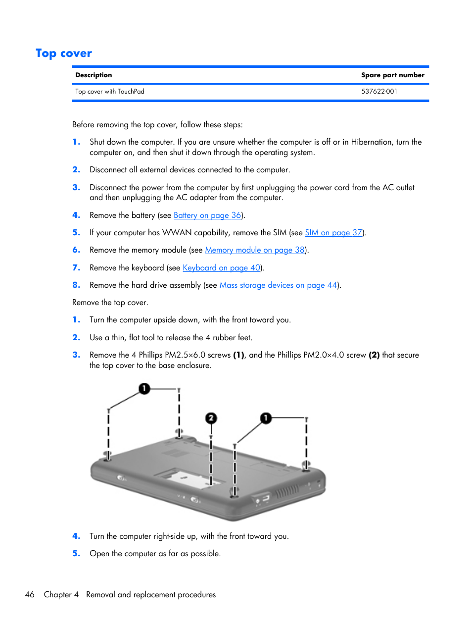 Top cover | Compaq 102 User Manual | Page 54 / 119