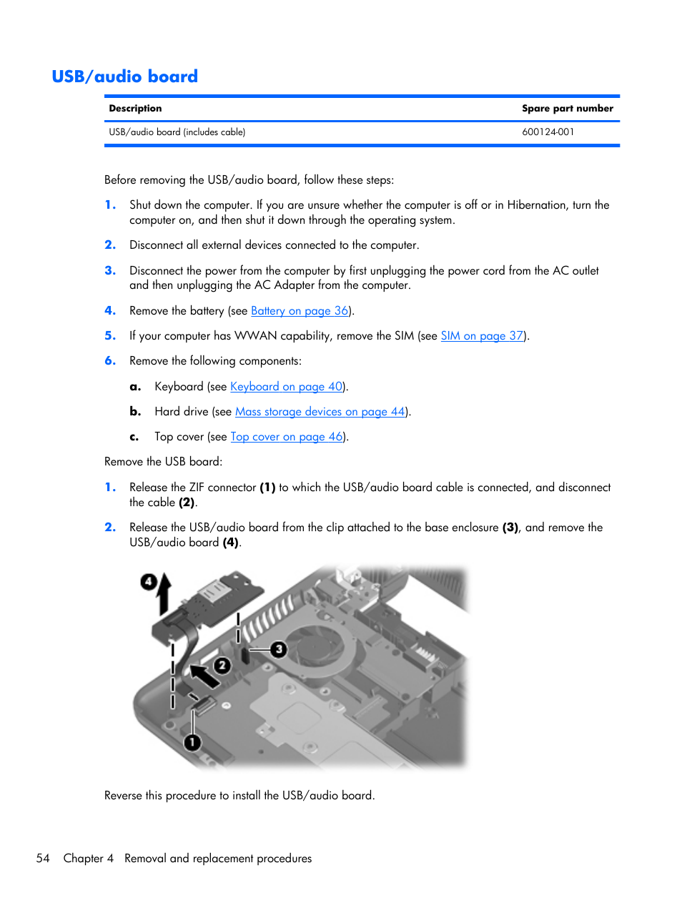 Usb/audio board | Compaq 102 User Manual | Page 62 / 119