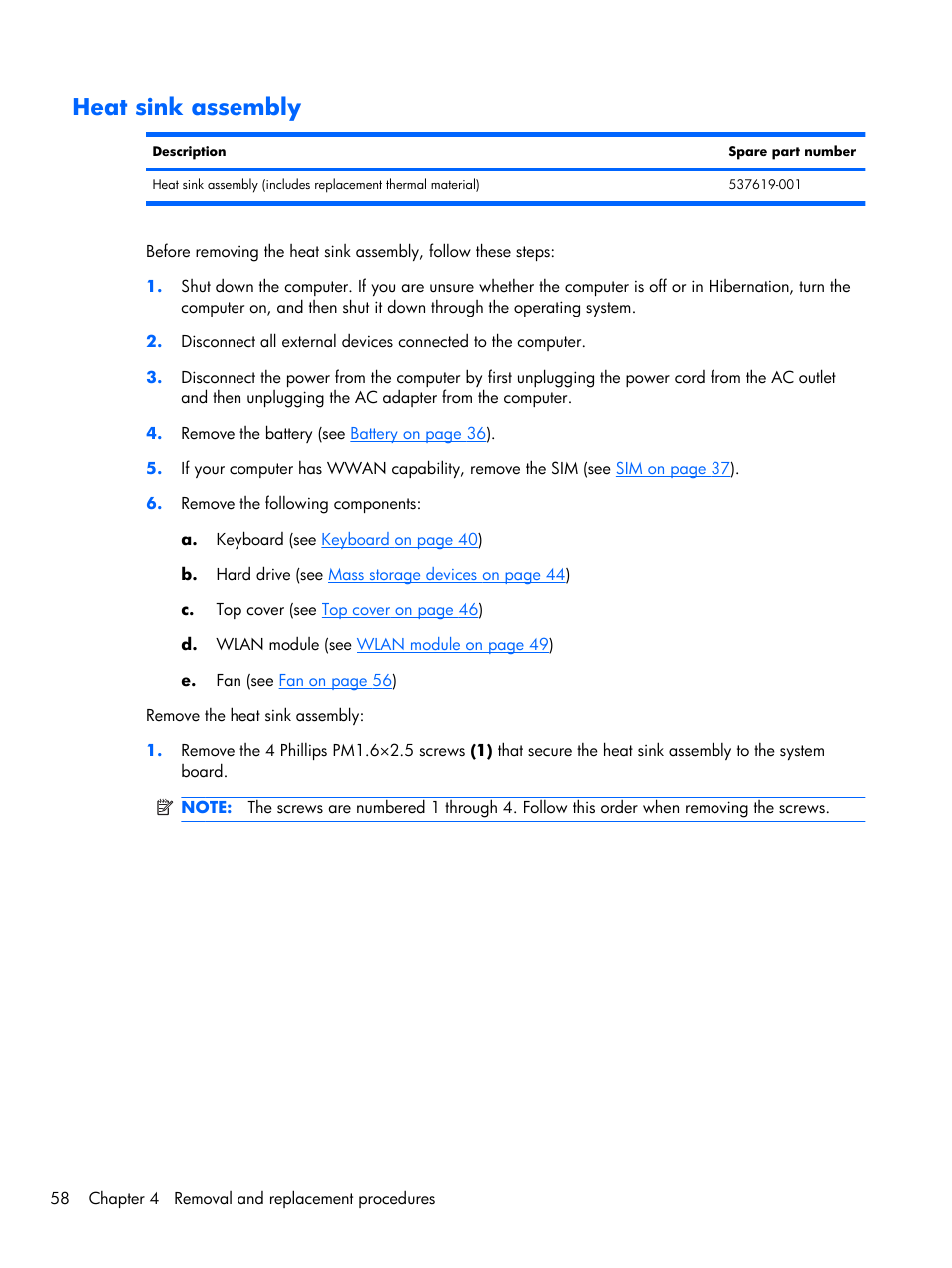 Heat sink assembly | Compaq 102 User Manual | Page 66 / 119