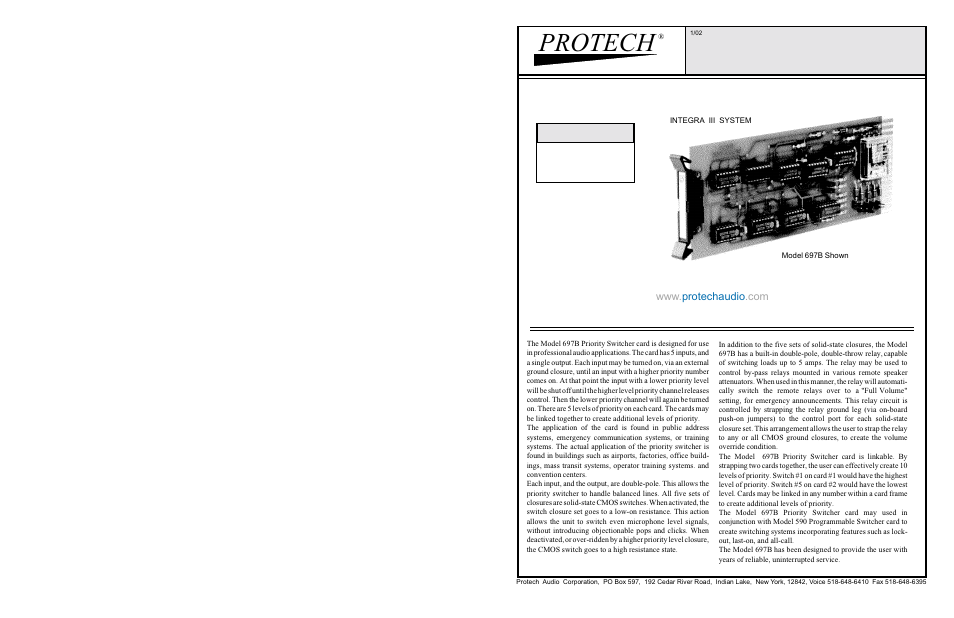 Protech Audio 697B User Manual | 2 pages