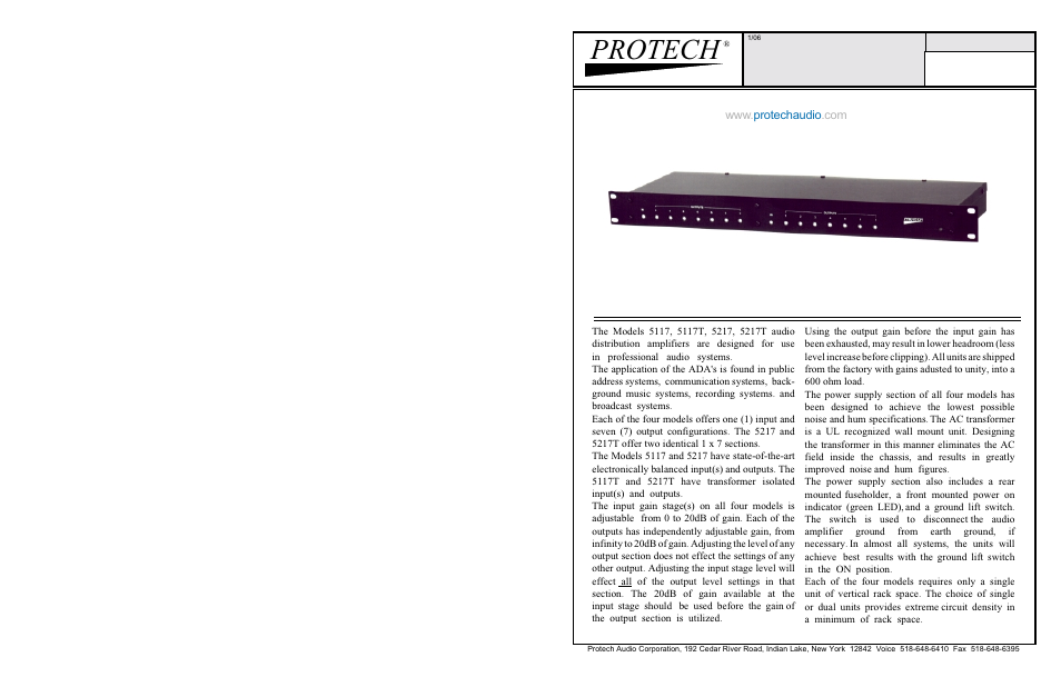 Protech Audio 5117 User Manual | 2 pages