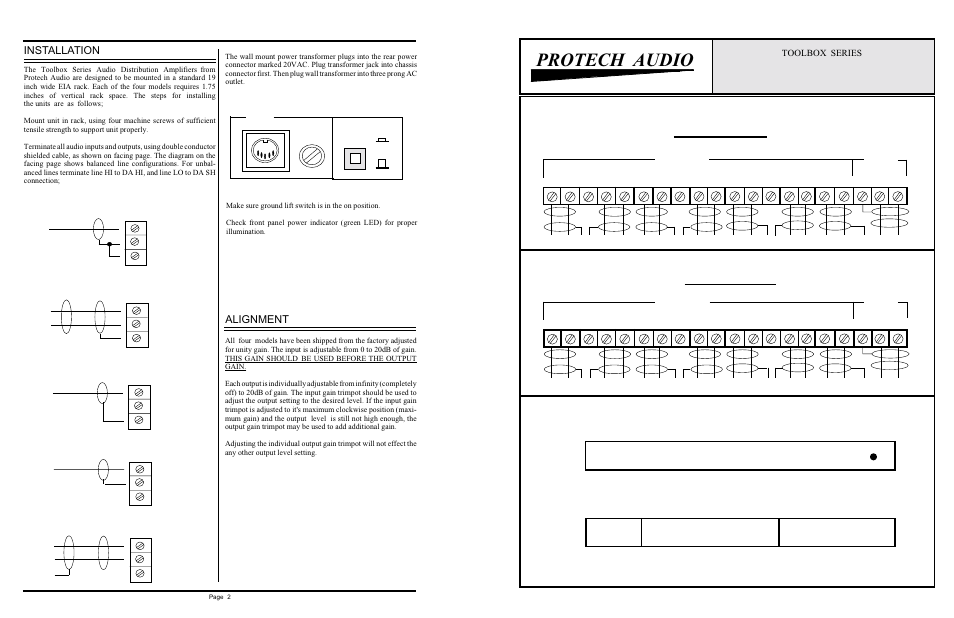 Protech audio, Installation, Alignment | Toolbox series | Protech Audio 5117 User Manual | Page 2 / 2