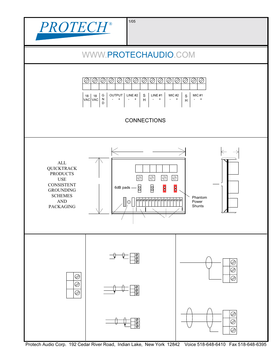 Protech, Connections | Protech Audio MX407 User Manual | Page 2 / 2