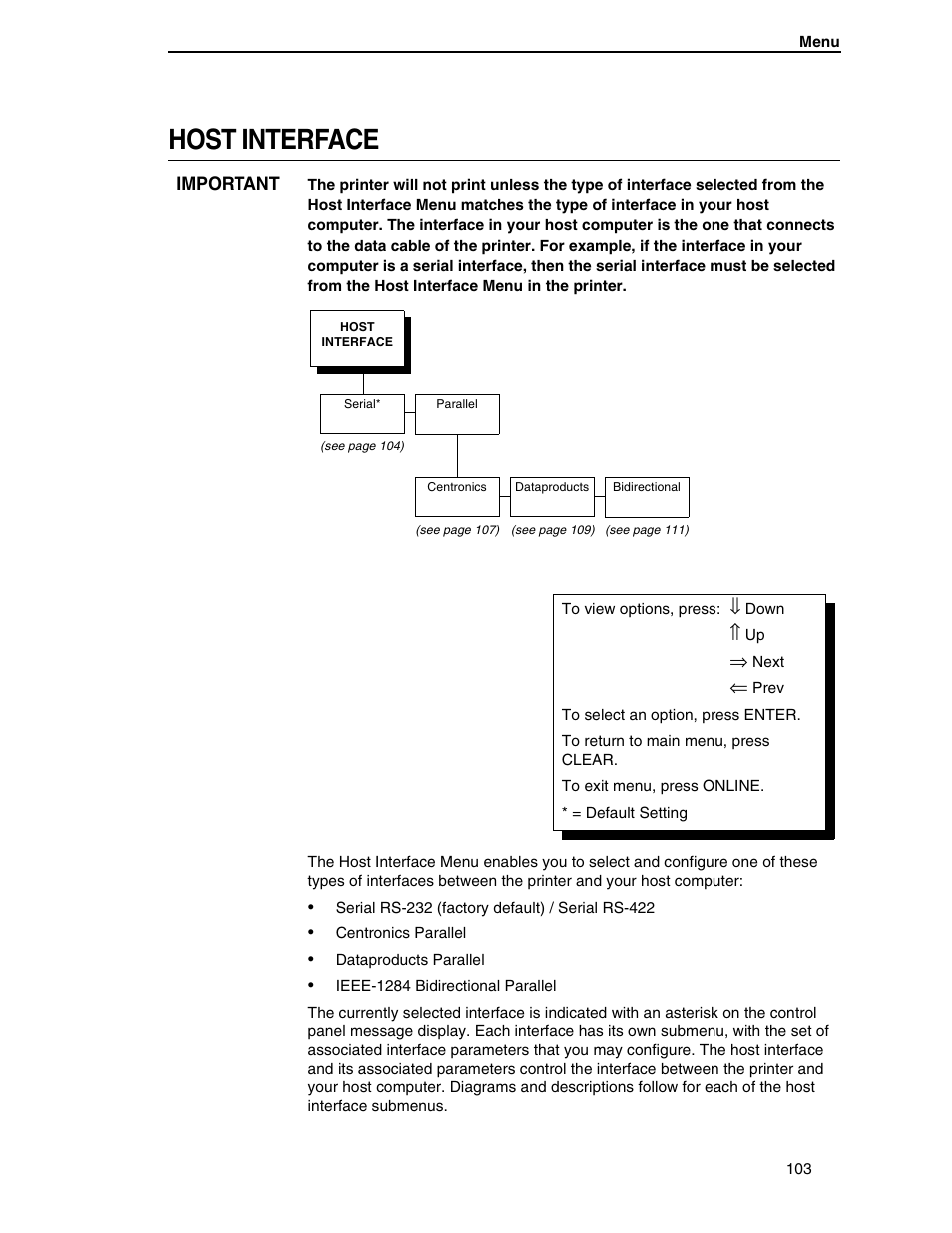 Host interface | Compaq P5000 Series User Manual | Page 103 / 186