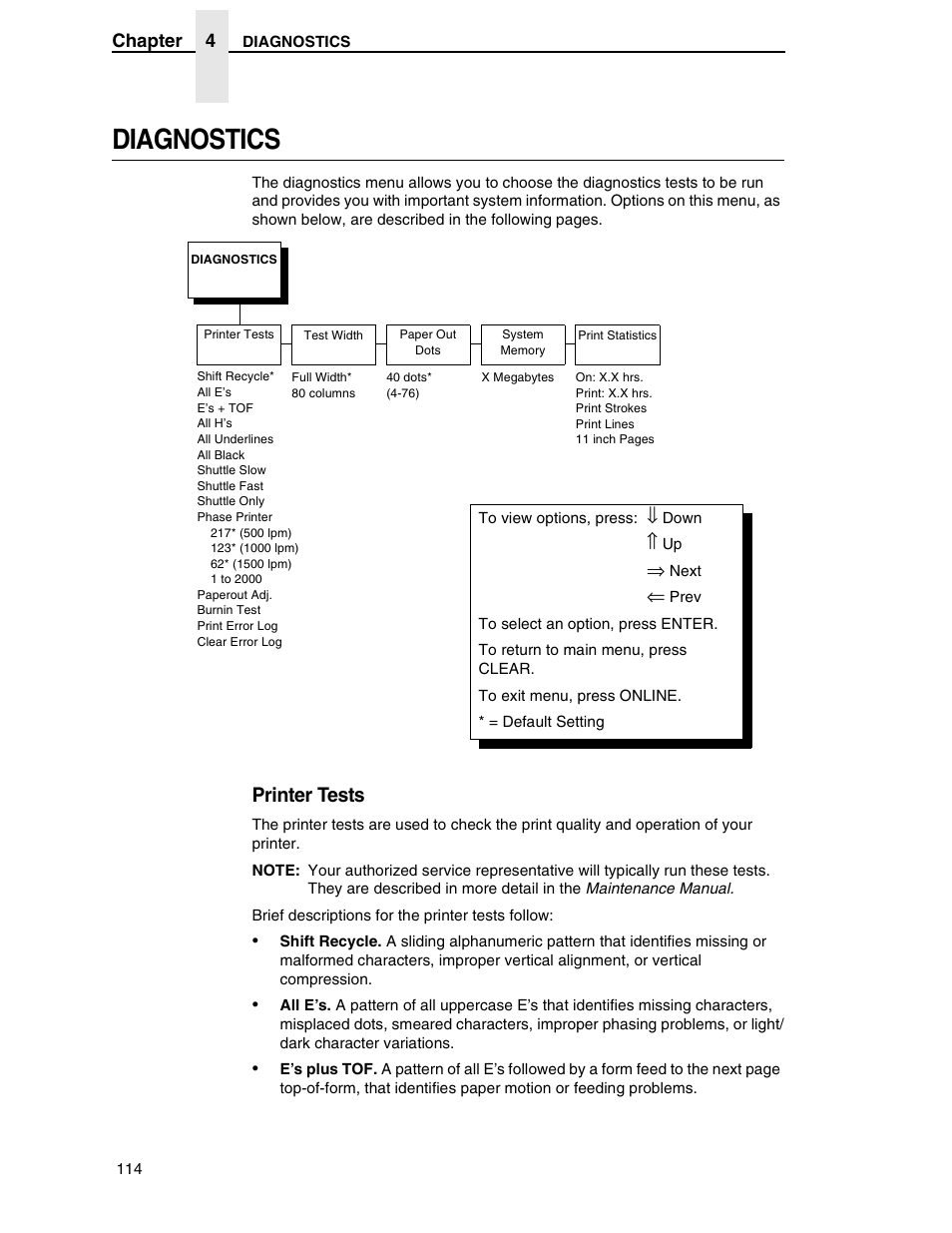 Diagnostics, Printer tests | Compaq P5000 Series User Manual | Page 114 / 186