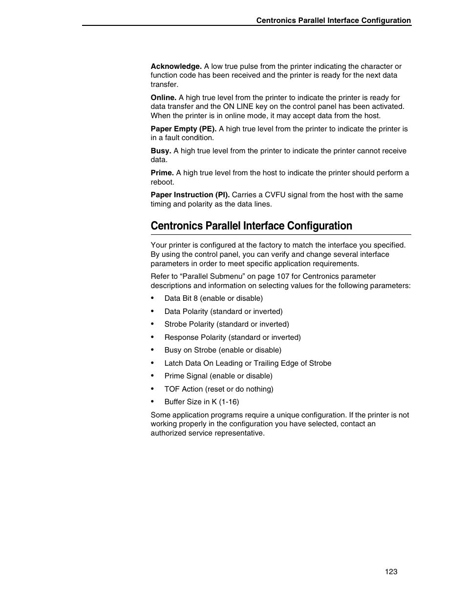 Centronics parallel interface configuration | Compaq P5000 Series User Manual | Page 123 / 186