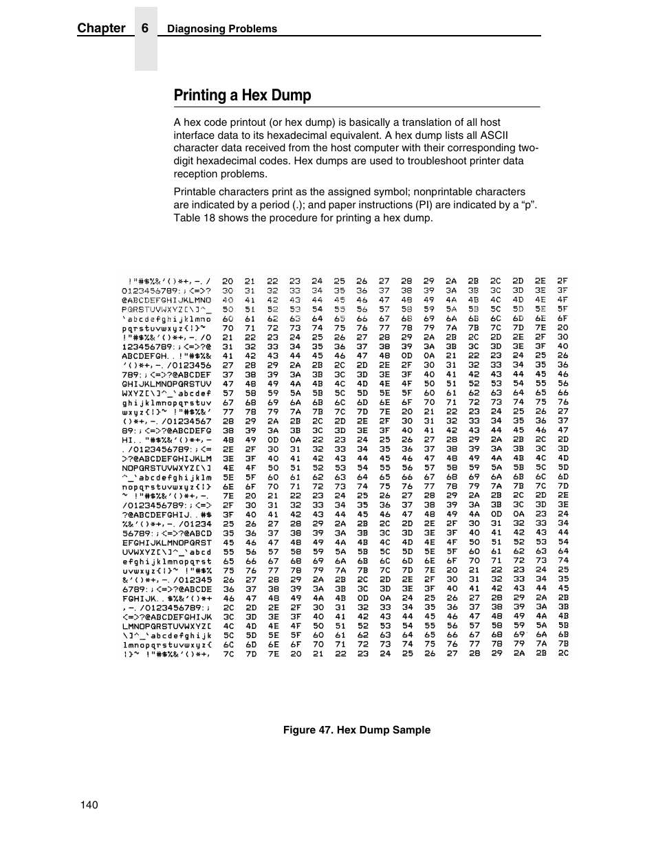 Printing a hex dump | Compaq P5000 Series User Manual | Page 140 / 186