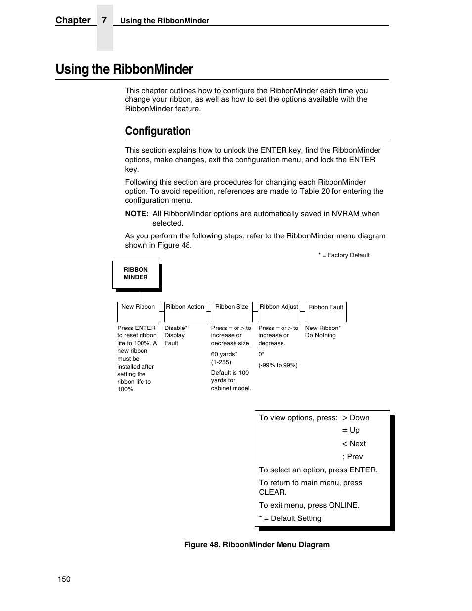 Using the ribbonminder, Configuration, Chapter 7 | Compaq P5000 Series User Manual | Page 150 / 186