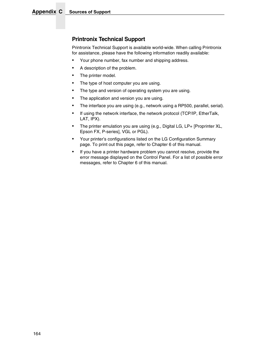 Printronix technical support | Compaq P5000 Series User Manual | Page 164 / 186