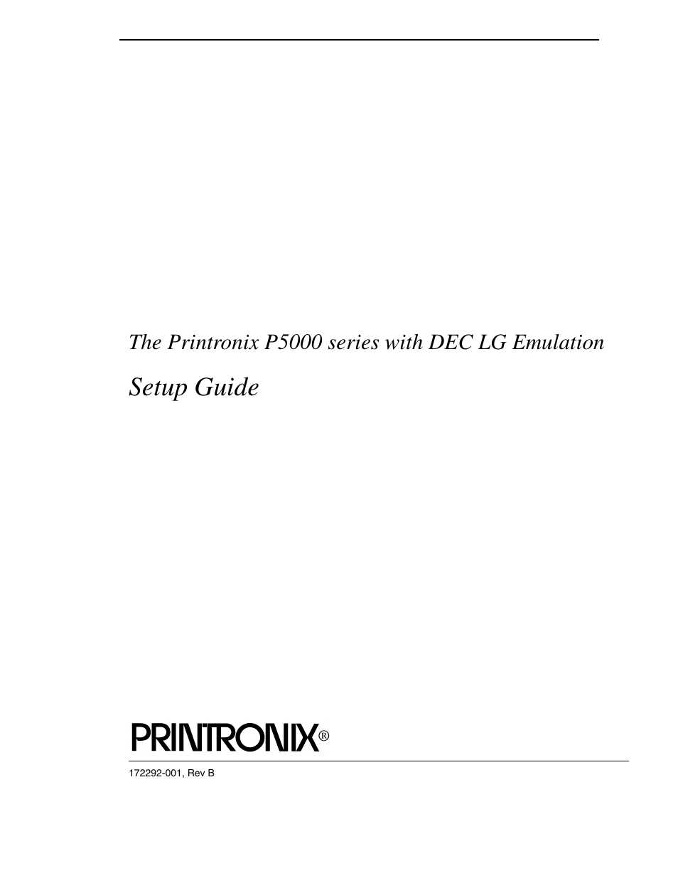 Setup guide, The printronix p5000 series with dec lg emulation | Compaq P5000 Series User Manual | Page 3 / 186