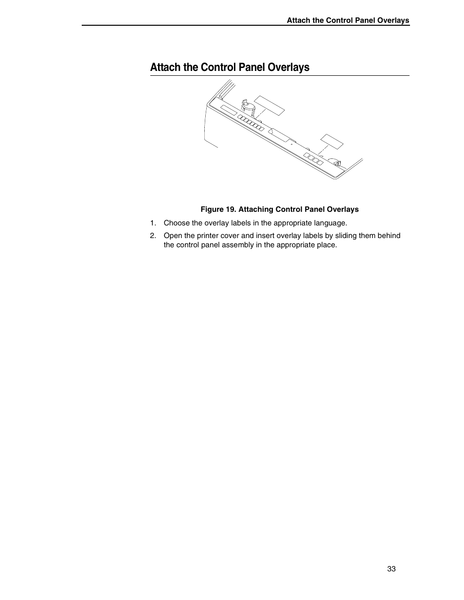 Attach the control panel overlays | Compaq P5000 Series User Manual | Page 33 / 186
