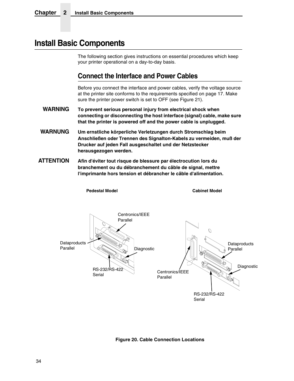 Install basic components, Connect the interface and power cables, Menu | Compaq P5000 Series User Manual | Page 34 / 186