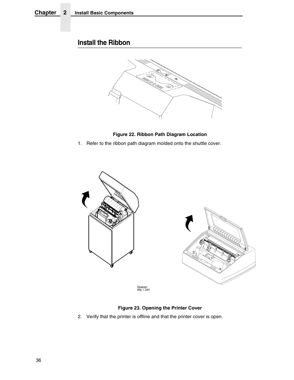 Install the ribbon | Compaq P5000 Series User Manual | Page 36 / 186