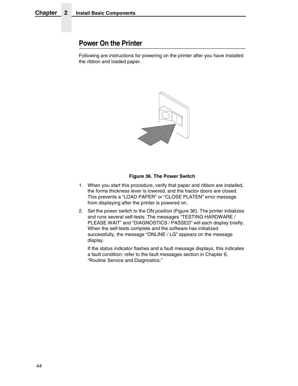 Power on the printer | Compaq P5000 Series User Manual | Page 44 / 186