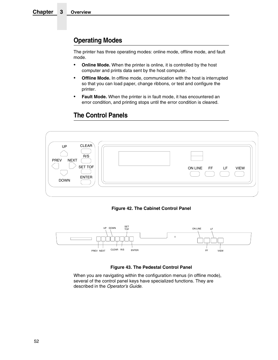 Operating modes, The control panels, Chapter 3 | Compaq P5000 Series User Manual | Page 52 / 186