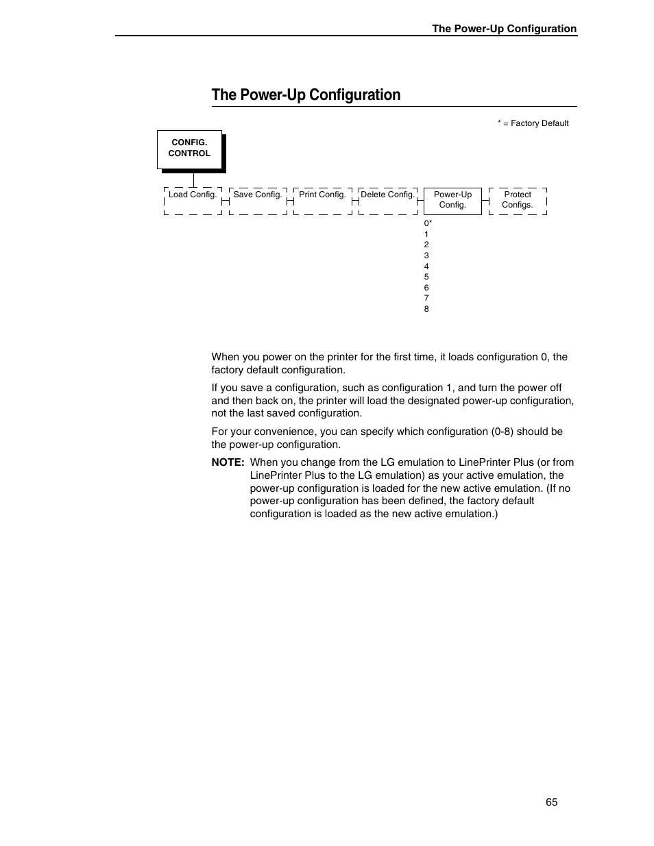 The power-up configuration | Compaq P5000 Series User Manual | Page 65 / 186