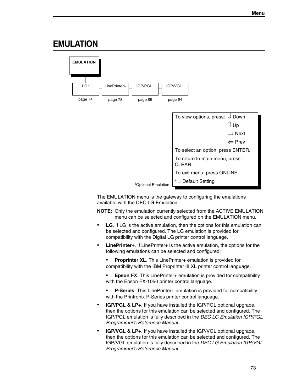 Emulation | Compaq P5000 Series User Manual | Page 73 / 186