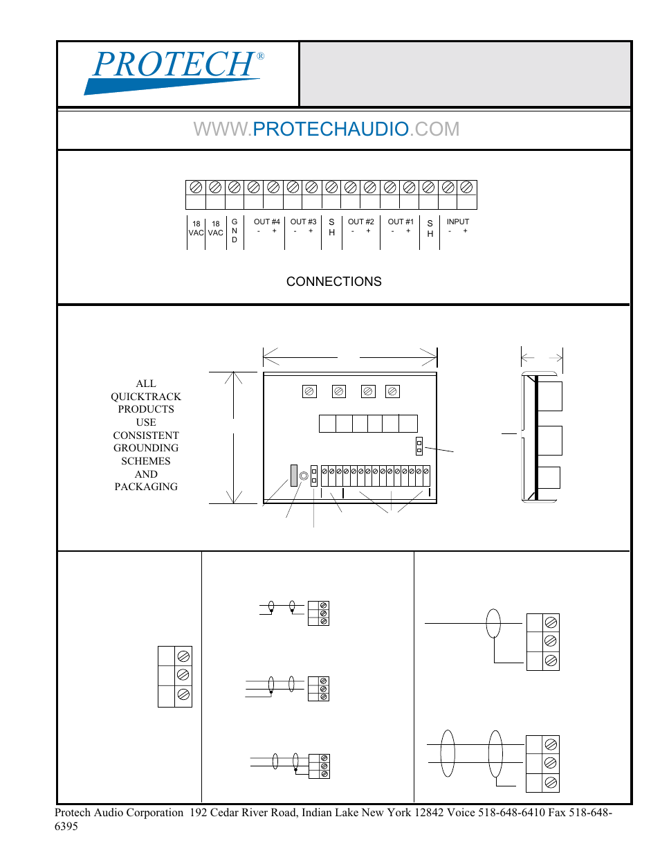 Protech, Connections | Protech Audio MX401 User Manual | Page 2 / 2