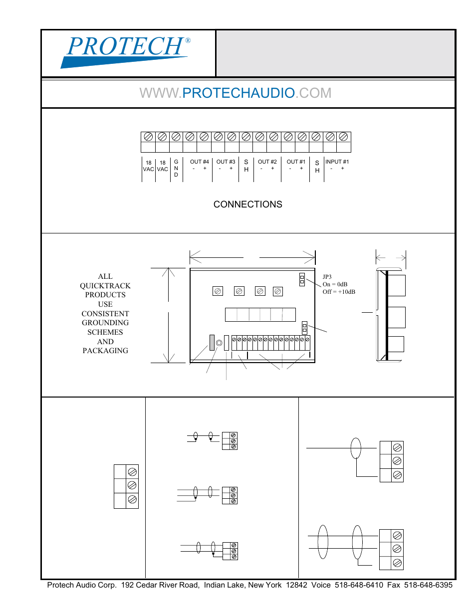 Protech, Connections | Protech Audio MX405 User Manual | Page 2 / 2