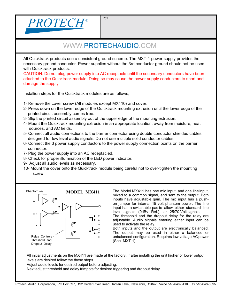 Protech Audio MX411 User Manual | 3 pages