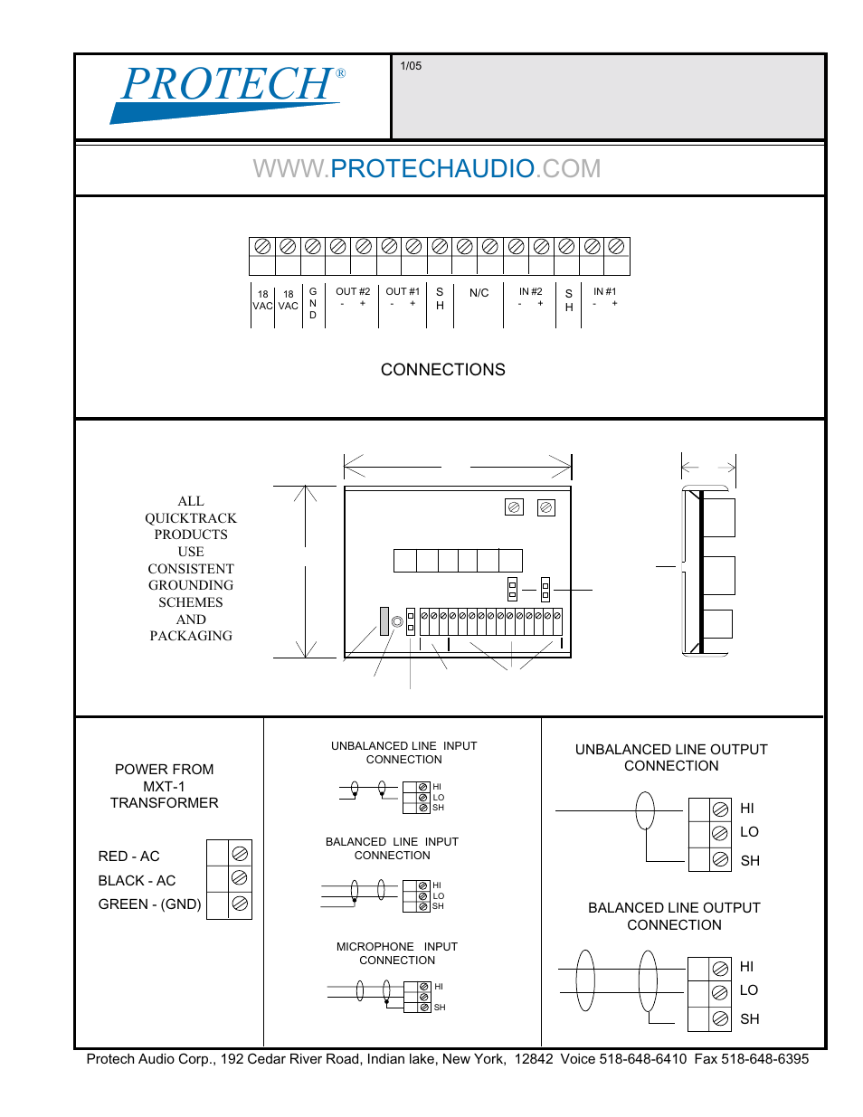 Protech, Connections | Protech Audio MX412 User Manual | Page 2 / 2