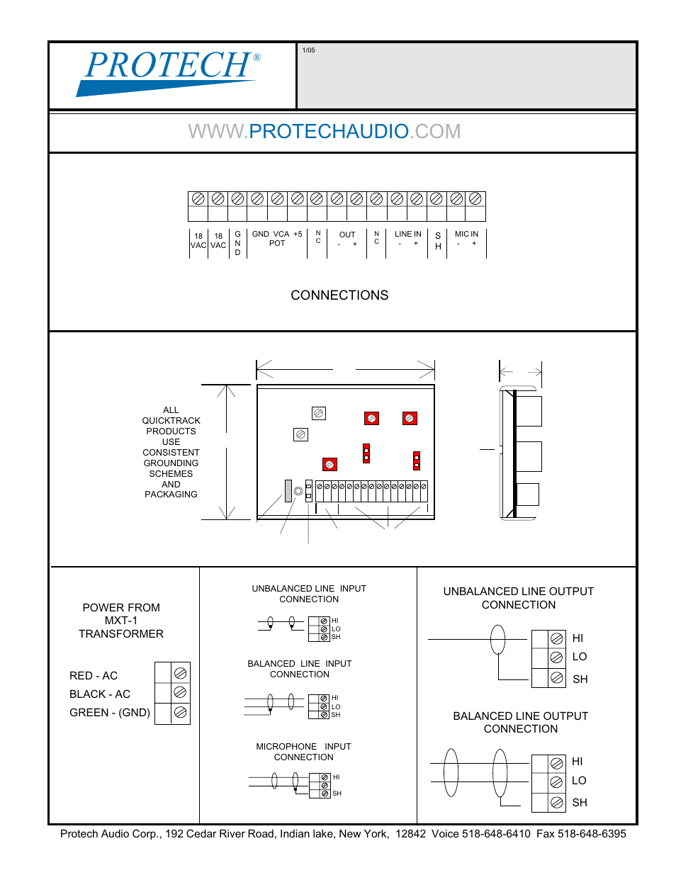 Protech, Connections | Protech Audio MX414 User Manual | Page 2 / 2