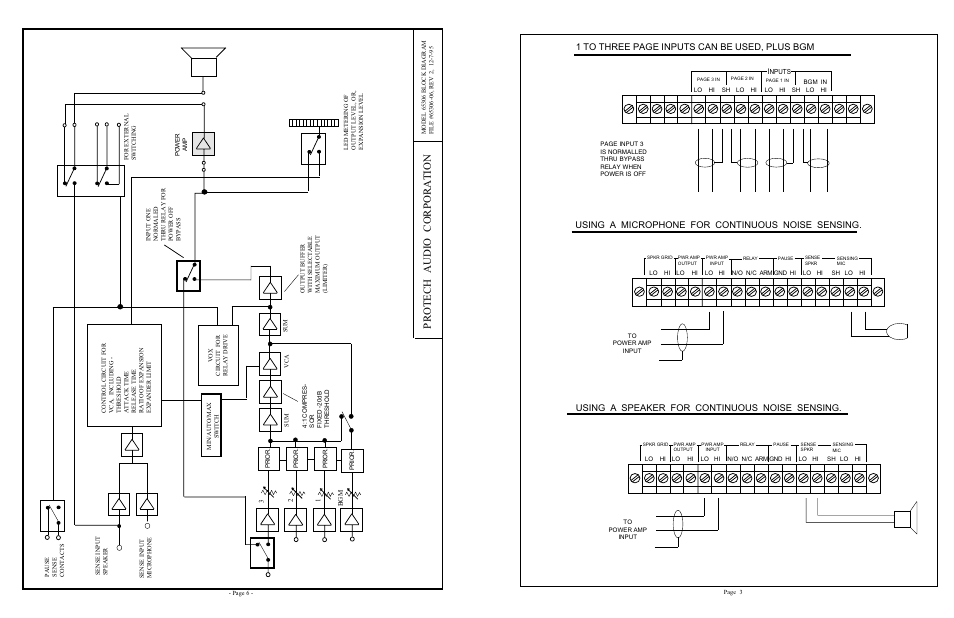 Protech audio corporation, 1 to three page inputs can be used, plus bgm | Protech Audio 65306 User Manual | Page 4 / 4