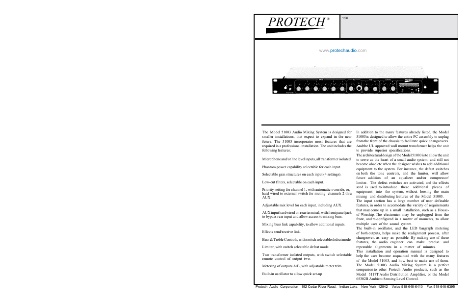 Protech Audio 51003 User Manual | 6 pages