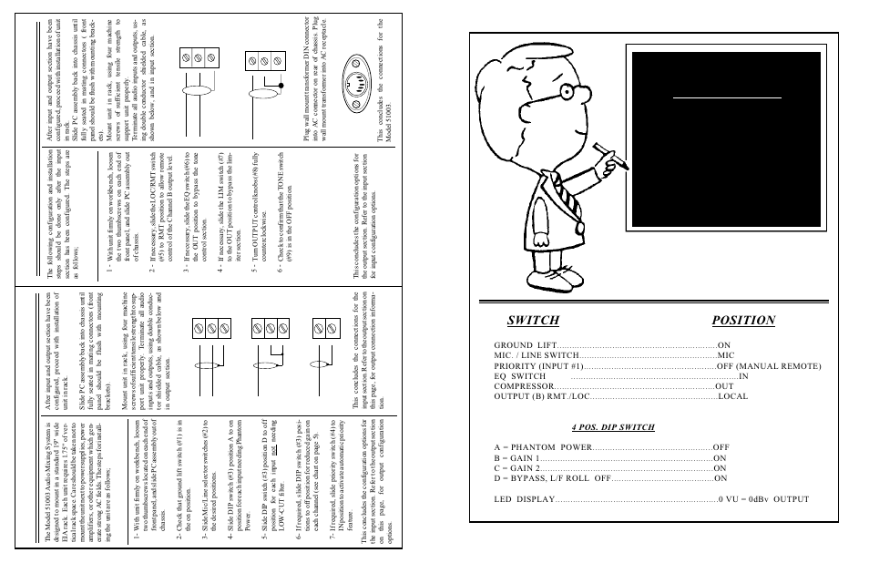 Switch position | Protech Audio 51003 User Manual | Page 4 / 6