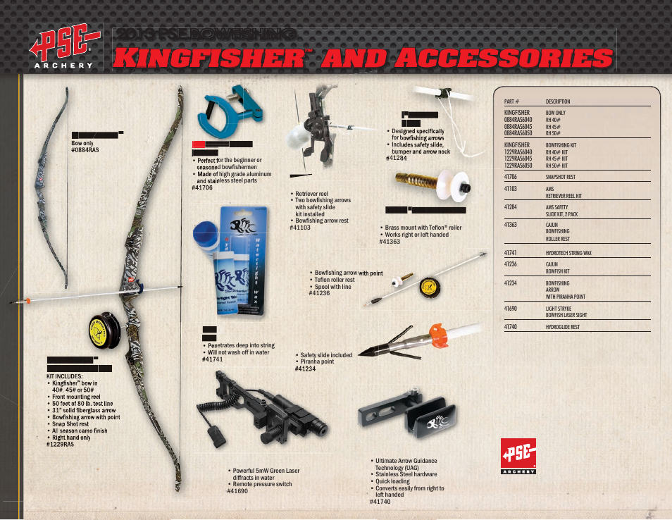 Ingfisher, Ccessories, 2013 pse bowfishing | PSE Archery Bowfishing 2013 User Manual | Page 3 / 3