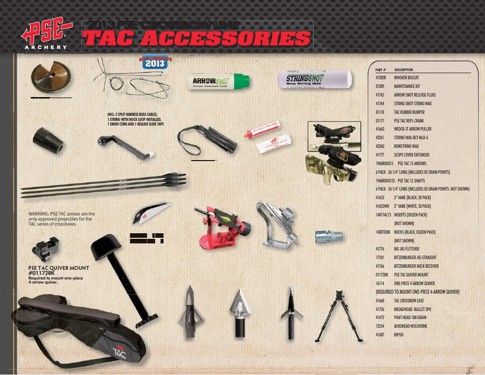 Tac a, Ccessories, 2013 pse crossbow line | PSE Archery Crossbows 2013 User Manual | Page 5 / 11