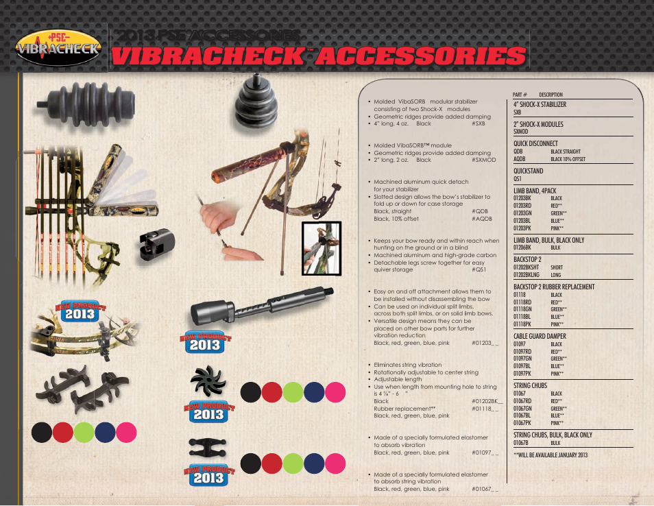 Vibracheck, Accessories, 2013 pse accessories | PSE Archery Vibracheck Accessories 2013 User Manual | Page 4 / 4