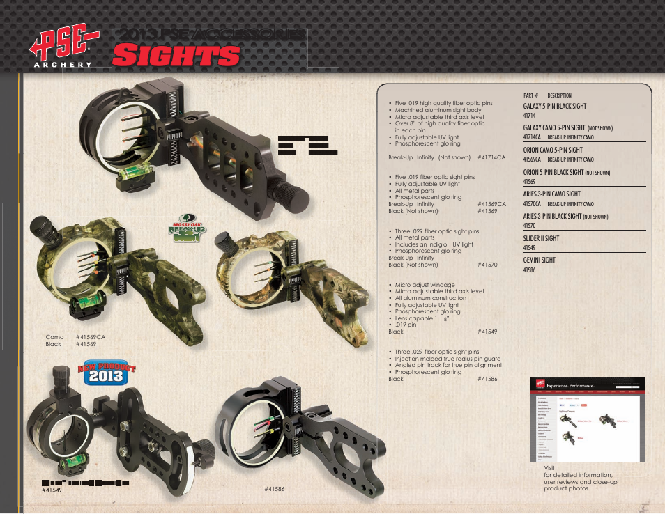 Ights, 2013 pse accessories | PSE Archery Binder Accessories 2013 User Manual | Page 5 / 9