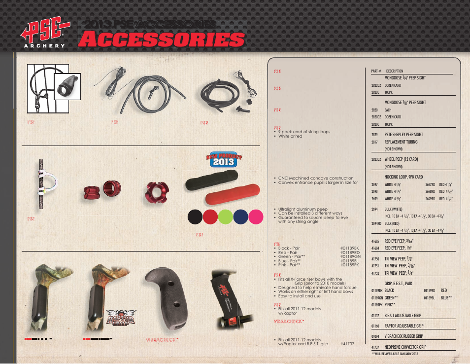 Ccessories, 2013 pse accessories | PSE Archery Binder Accessories 2013 User Manual | Page 9 / 9