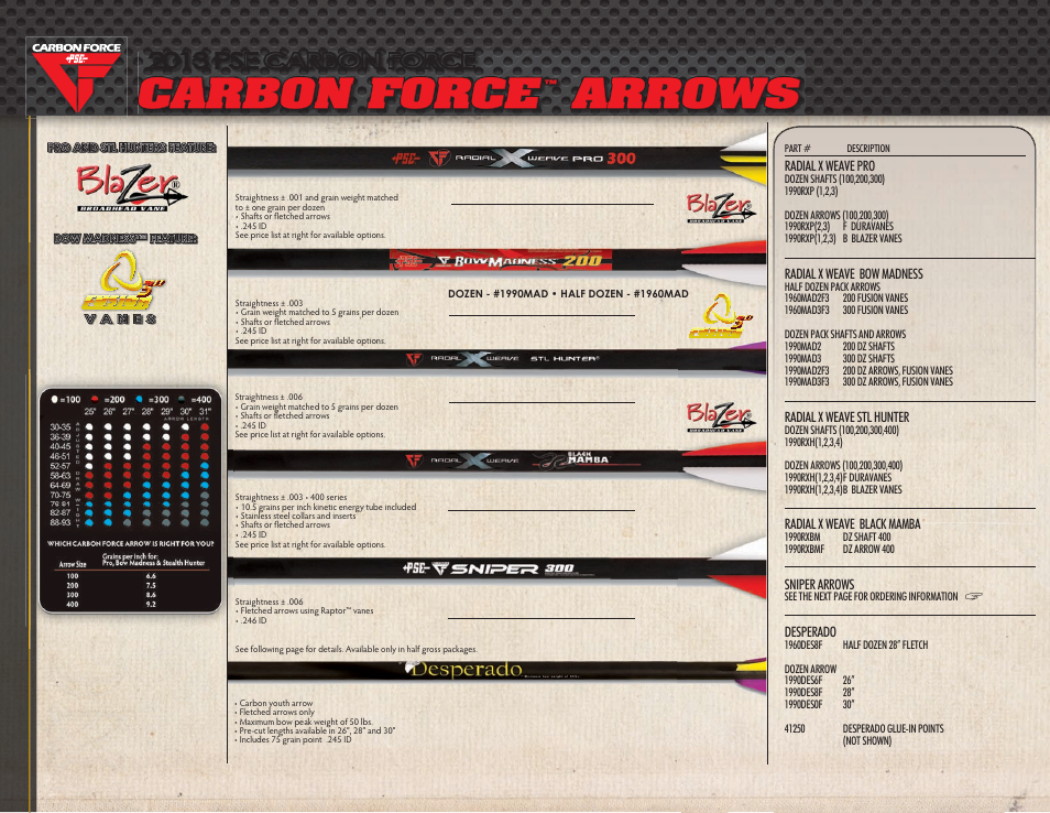 Carbon force, Arrows, 2013 pse carbon force | PSE Archery Arrows 2013 User Manual | Page 3 / 5